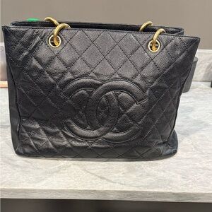 Chanel Black Quilted Tote with Gold Accents